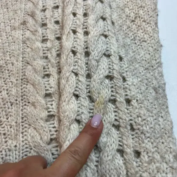 American Eagle Alpaca Wool Blend Sweater Women's Large Cozy Cable Knit Pullover - Picture 4 of 11